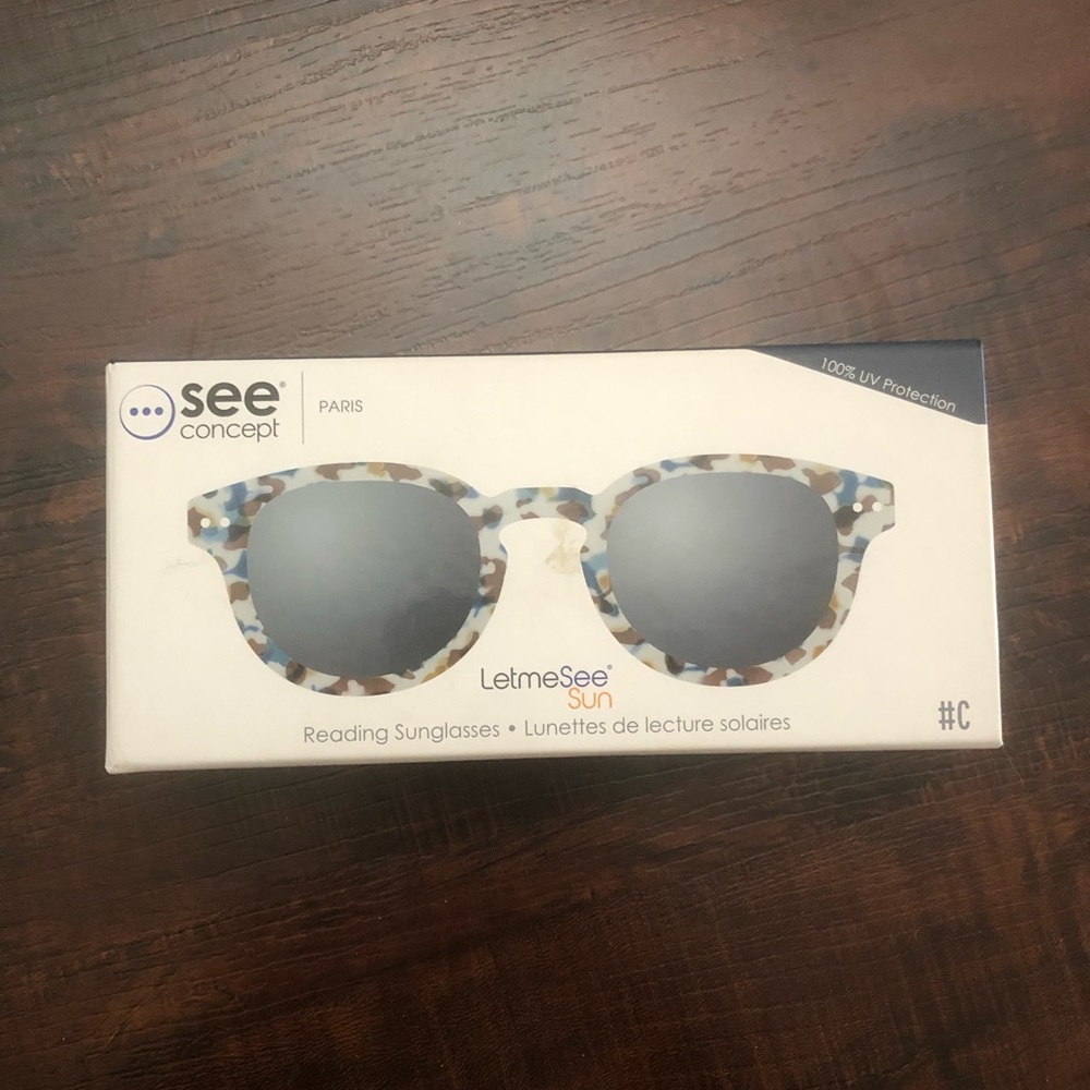 See Reading Sunglasses - soft blue tortoise with grey lenses